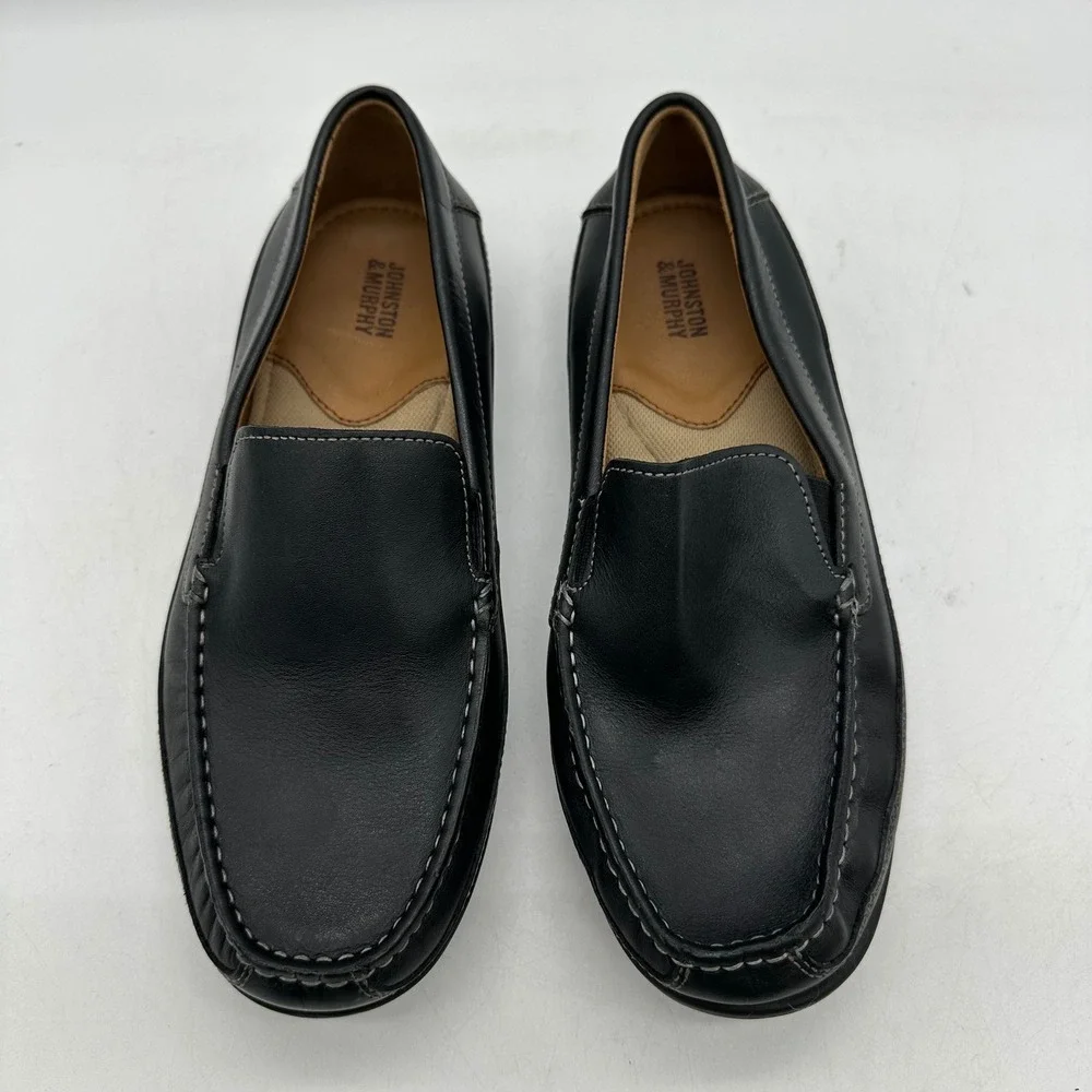 Johnston & Murphy 28-3981 Boys Size 4M Locklin Venetian Black Leather Loafers